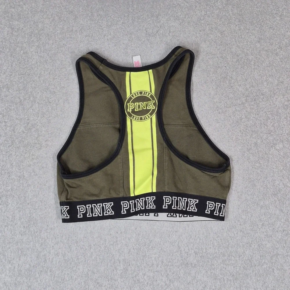 Victoria's Secret PINK Women Sports Bra Medium Olive Crop Wireless